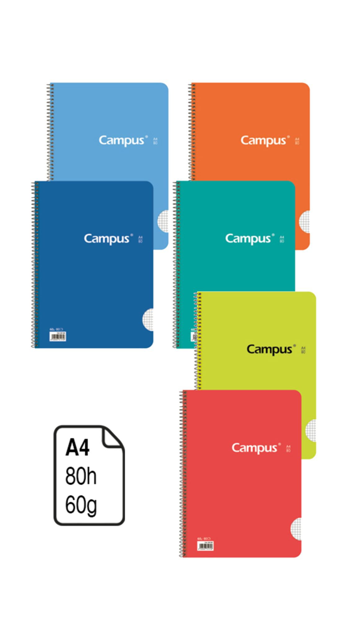 Cuaderno Campus de tapa básica de 80 hojas de 60 g en colores surtidos – A4-es-img-1