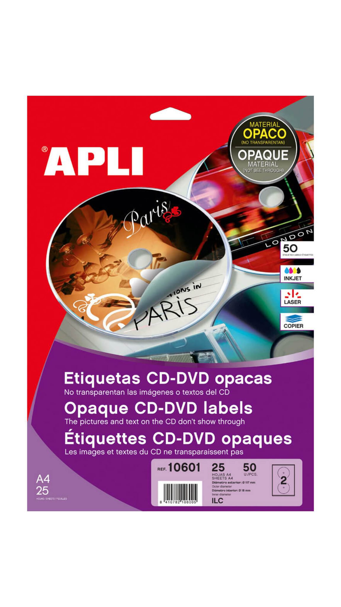 Paquete de etiquetas para CD 117 mm. Apli 10601-es-img-1